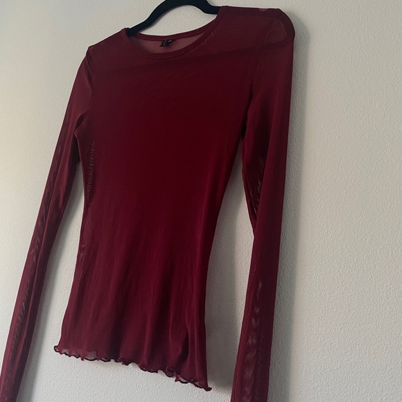 🛍 Y2K Red Micro-mesh Long Sleeve - Picture 4 of 8